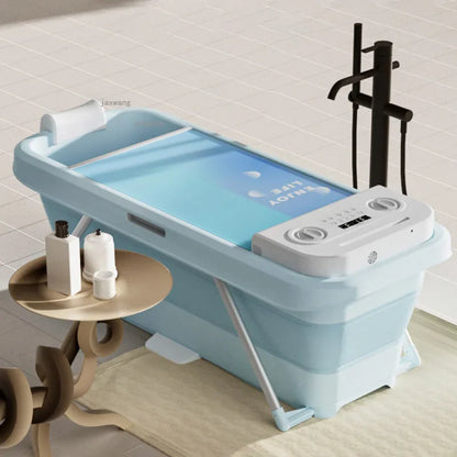 Folding Intelligent Bathtubs Adult Bath Bucket Household Full-body Sweat Steam Sauna Spa Dual-use Thickened Plastic Bath Barrel
