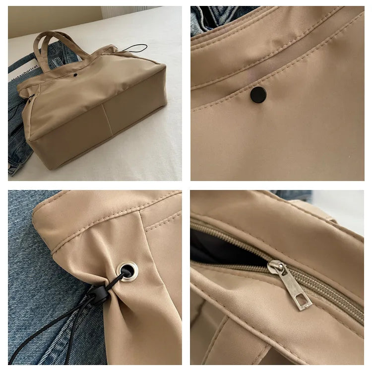 Casual Fashion Large Capacity Tote Bag Simple Travel Bag Women Large Shoulder Bag Aesthetic Handbags Drawstring Tote Handbag
