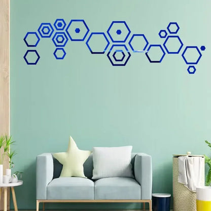 24Pcs Hexagon 3D Mirror Wall Stickers | Self-Adhesive Waterproof Honeycomb Design for Bedroom & Home Decoration
