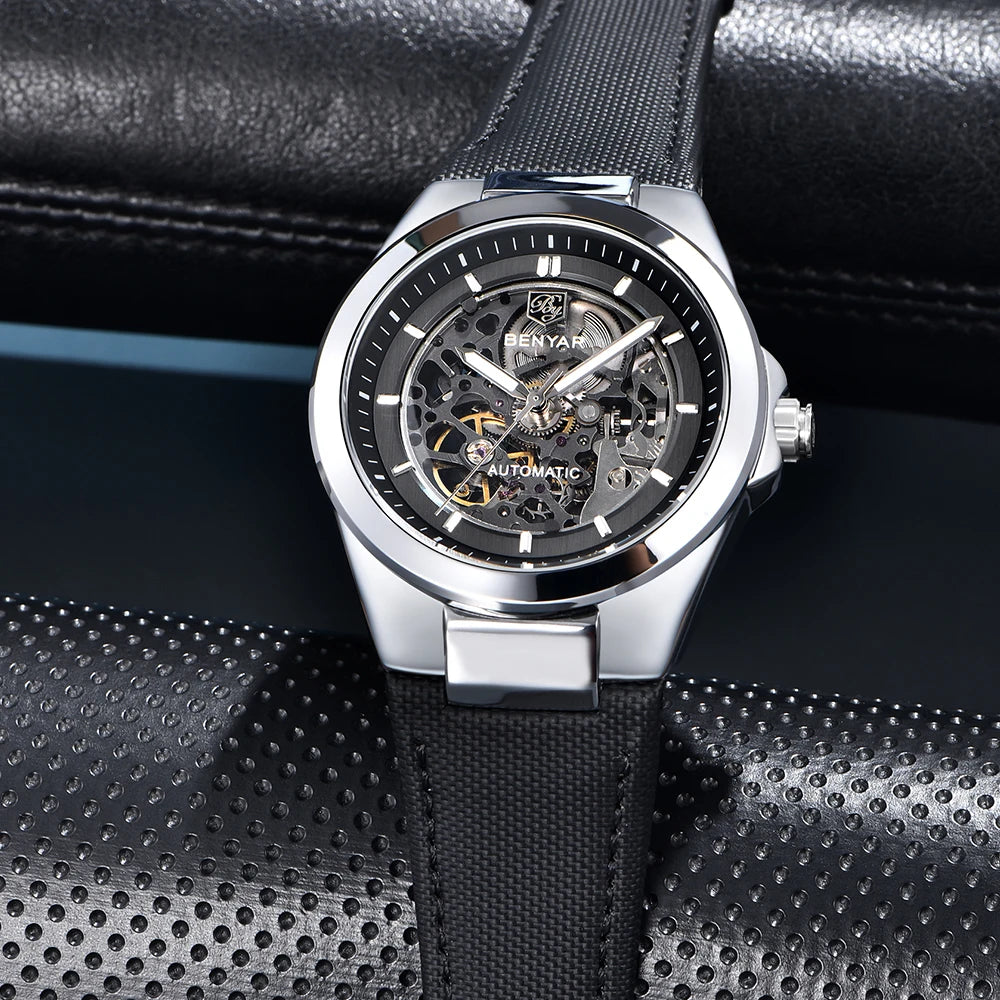 BENMYAR 2024 new BY-520742mm hollow luminous dial 50 meter waterproof fashionable luxury men's mechanical watch