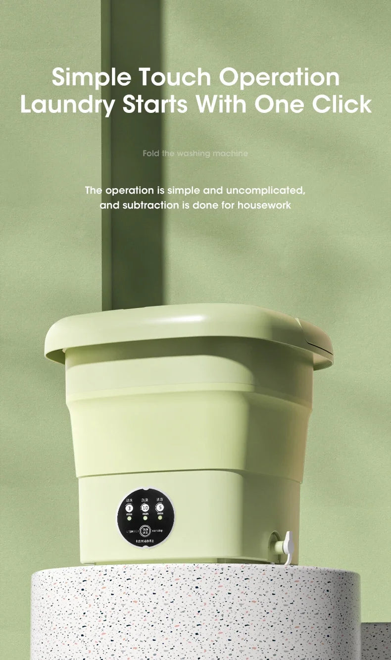 Mini Folding Washing Machine with Dryer | Portable Travel Laundry Washer for Socks & Underwear – 110V-240V (EU/US Plug)