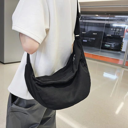 Solid Color Canvas Female Crossbody Bags For Women Large Capacity Shopping Messenger Bag Student Shoulder Bag Unisex School Bag