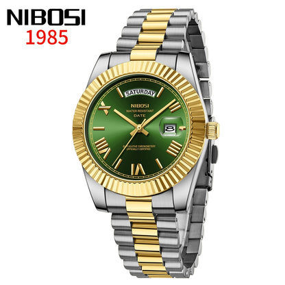 NIBOSI New Men Watch Brand Luxury Fashion Quartz Wristwatch Male Stainless Steel Waterproof Calendar Business Watches For Men