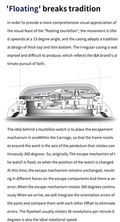 IDEAL KNIGHT 6808 Man Watch Blue Earth Dial Hollow Mechanical Watches For Men Waterproof Tourbillon Men's Automatic Wristwatches