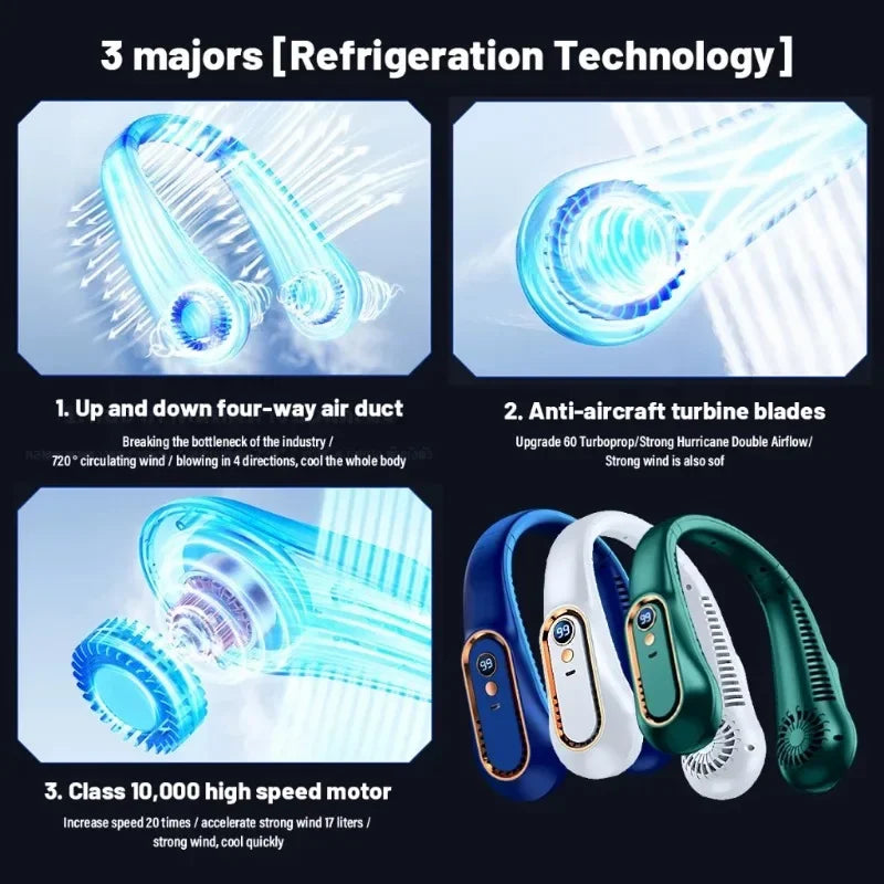 Neck Bladeless Fan Mini Ultra Long Life Portable Lazy Silent Fan Usb Charging Student Sports Office