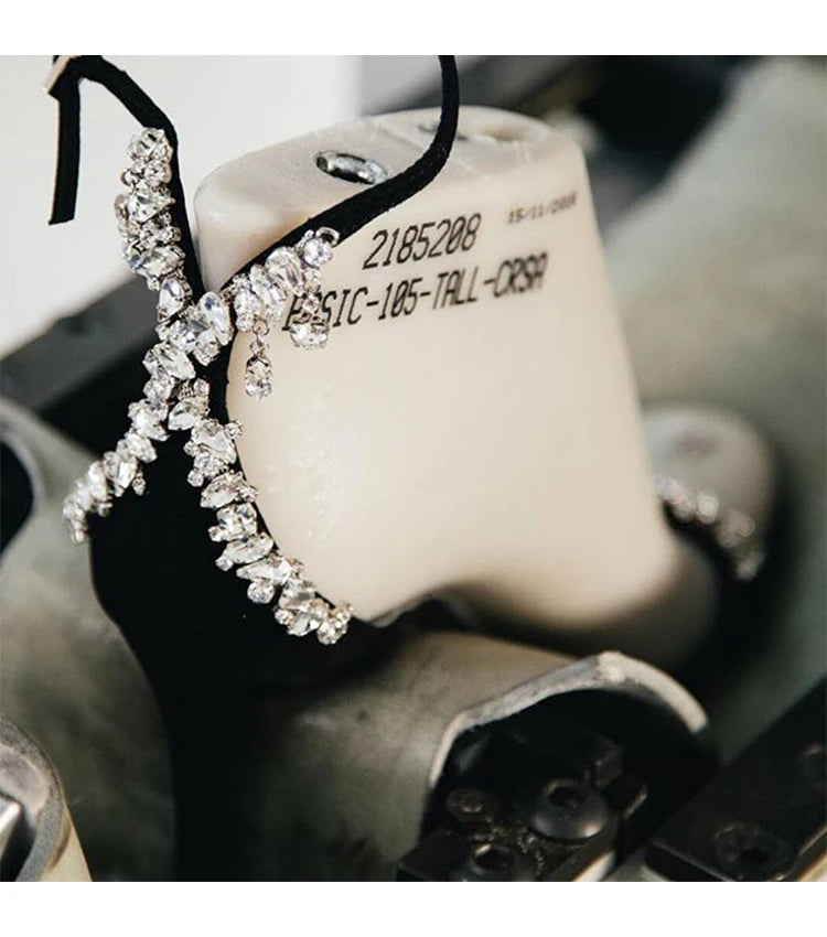 Black High Heels Women's Stiletto Heels Celebrity Style 2024 New Versatile Slotted Buckle Rhinestone Open Toe Round Toe Sandals