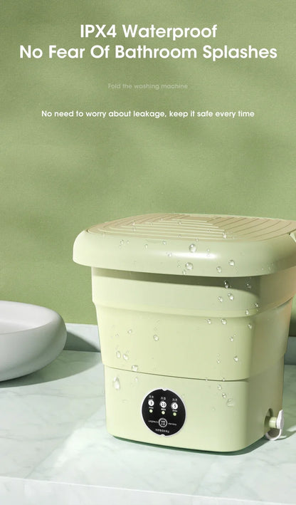 Mini Folding Washing Machine with Dryer | Portable Travel Laundry Washer for Socks & Underwear – 110V-240V (EU/US Plug)