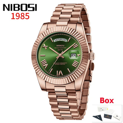 NIBOSI New Men Watch Brand Luxury Fashion Quartz Wristwatch Male Stainless Steel Waterproof Calendar Business Watches For Men