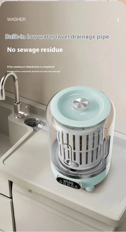 Mini Dual-Tub Washing Machine Portable Washer For Underwear/Socks 3L Capacity Blue Light Sterilization Easy Drain