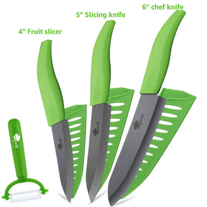Ceramic Fruit Knife for Kitchen 3 4 5 6 inch Chef Knife with Sheath Utility Slicing Cooking Tool for Vegetable Rustproof Zirconi