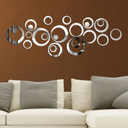 24Pcs 3D Acrylic Round Mirror Wall Stickers | Removable DIY Home Decoration for Living Room & Bedroom