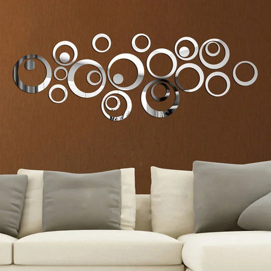 24Pcs 3D Acrylic Round Mirror Wall Stickers | Removable DIY Home Decoration for Living Room & Bedroom