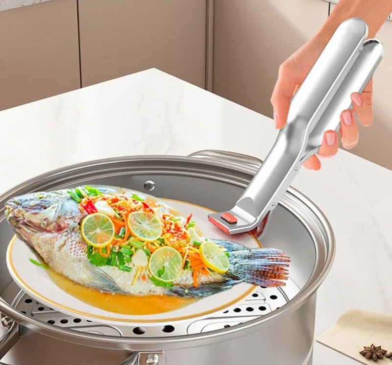 Stainless Steel Gripper Clips Hot Dish Plate Anti-Scald Clip Non-slip Bowls Clamp Holder for Frying Pans Air Fryer Steamers Oven