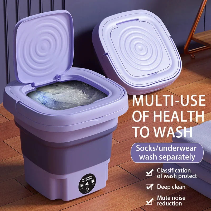 8L Folding Washing Machine Bucket for Clothes Socks Underwear Cleaning Washer Portable Small Travel Washing Machine EU/US Plug