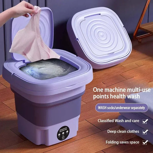 8L Folding Washing Machine Bucket for Clothes Socks Underwear Cleaning Washer Portable Small Travel Washing Machine EU/US Plug