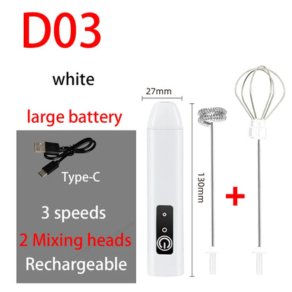 HOT  Electric Milk Frother +Type-C Milk Frother & Egg Beater – 3 Speed