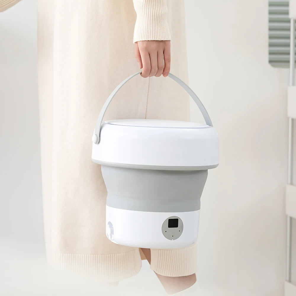 6L/11L Foldable Portable Washing Machine with Spin Dryer | Ultrasonic Mini Washer for Clothes, Underwear & Travel Use