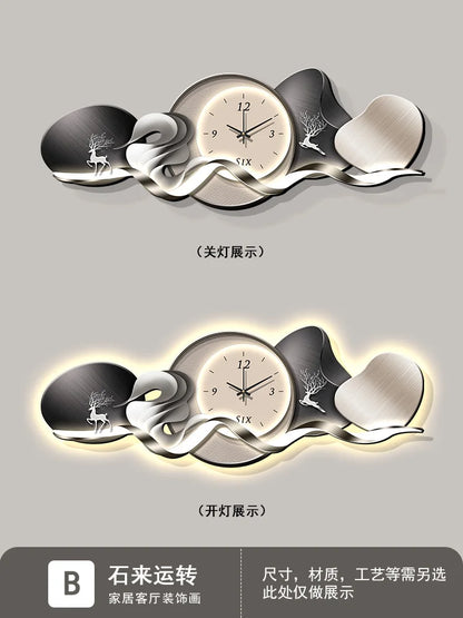 Luxury Art Mural Wall Clock | Silent Minimalist Nordic Design Clock for Home, Living Room & Restaurant Decor