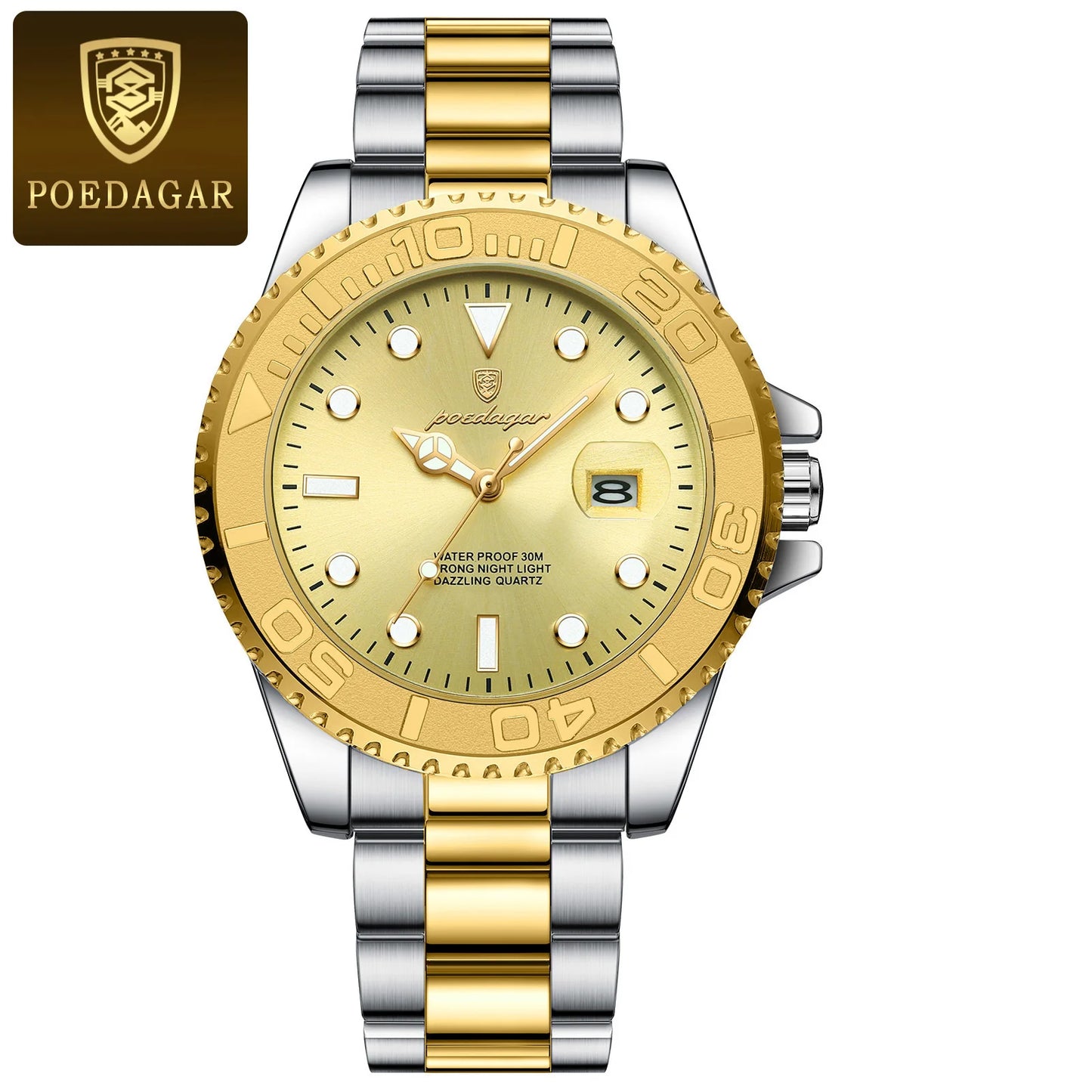 POEDAGAR Top Luxury Man Watch Waterproof Luminous Date Men Watch Stainless Steel Male Clock Sports Fashion Men's Quartz Watches