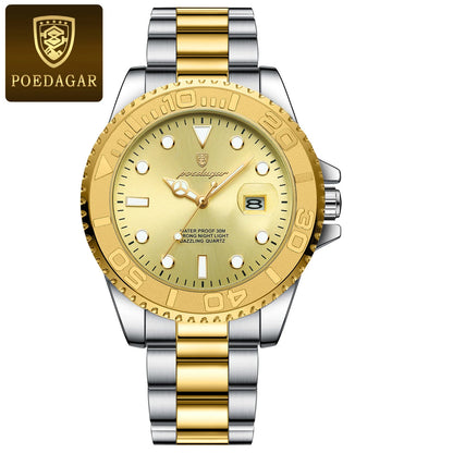 POEDAGAR Top Luxury Man Watch Waterproof Luminous Date Men Watch Stainless Steel Male Clock Sports Fashion Men's Quartz Watches