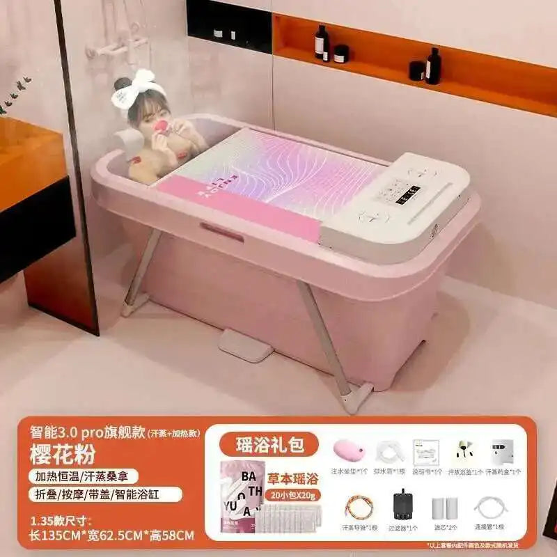 Automatic Foldable Spa Bathtub Heating Sweat Steaming Bathtub Comfortable Home Portable Bucket Adult Full Body Bath Bucket T