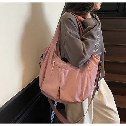 Summer New Large Capacity Crossbody Bag Nylon Fashionable Single Shoulder Handbag Women's Casual Tote Bag