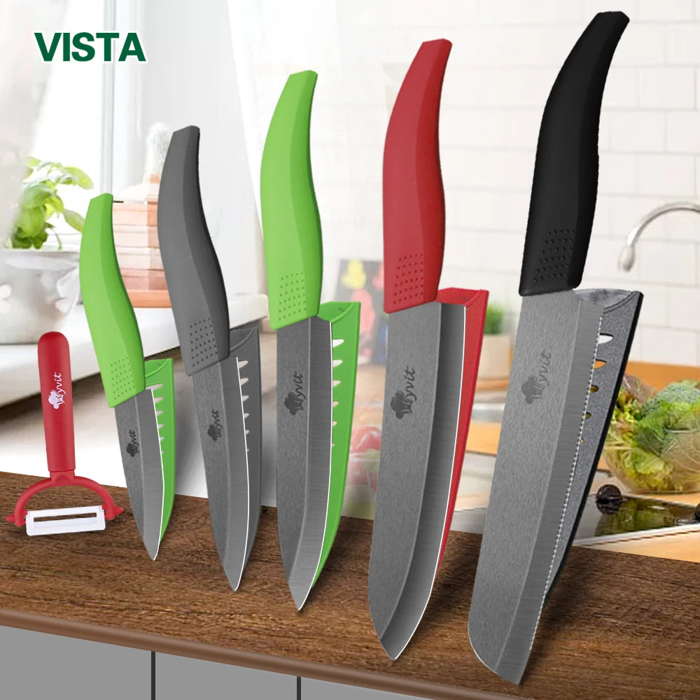 Ceramic Fruit Knife for Kitchen 3 4 5 6 inch Chef Knife with Sheath Utility Slicing Cooking Tool for Vegetable Rustproof Zirconi