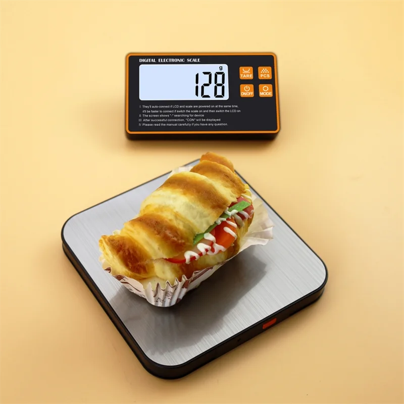 Wireless Kitchen Scale with Remote Display Stainless Steel Pan Magnetic Digital Electronic 15KG for Food Meal Prep