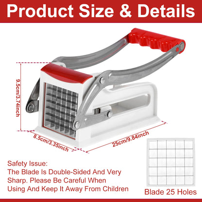 Vegetable Shredder Stainless Steel Potato Chips Maker Chopper French Fry Cutter Machine w 25/49 Holes Blades Manual Food Slicer