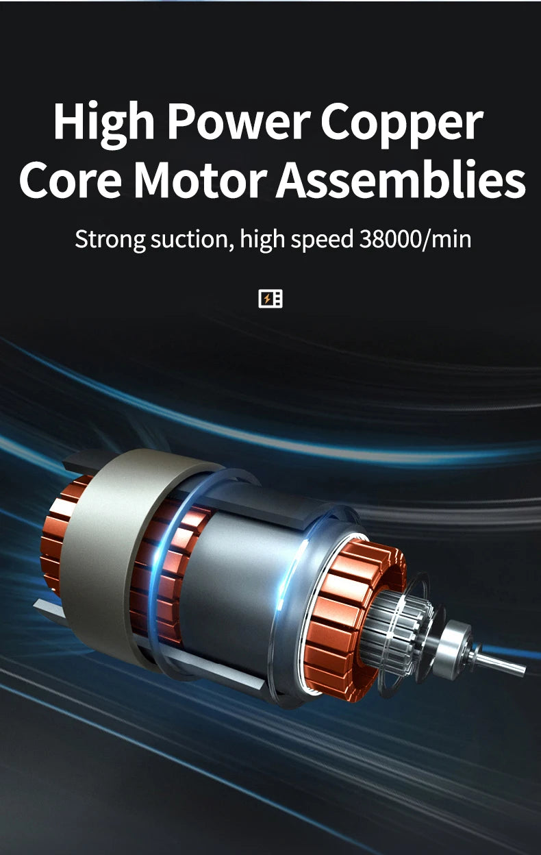 120W Wireless Car Vacuum Cleaner | 50000Pa Powerful Portable Auto Dust Collector with 2000mAh Battery