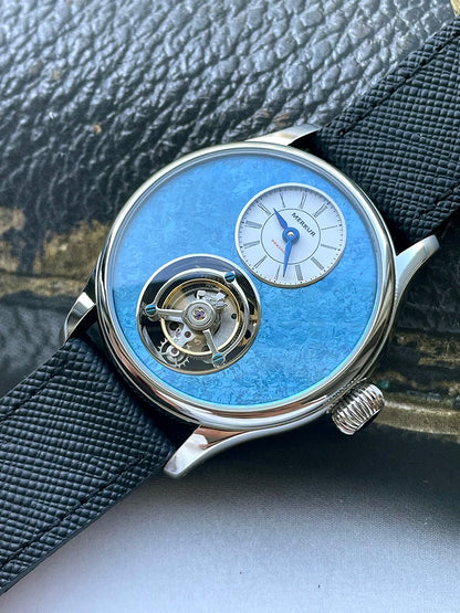 Merkur 100% Tourbillon Watch Men's Titanium Ice Flower Dial Sapphire Watch For Men Mechanical Wristwatches Relogio Masculino