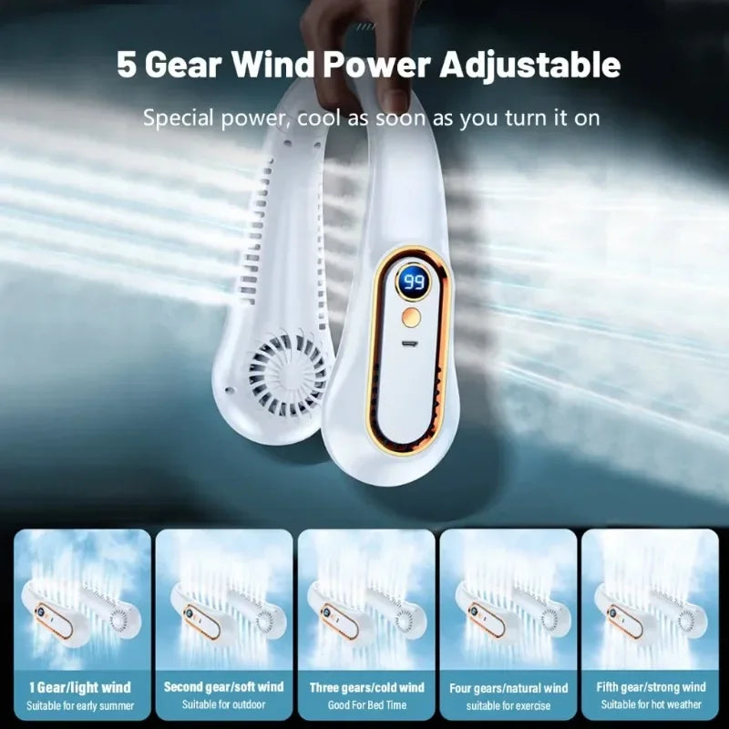Neck Bladeless Fan Mini Ultra Long Life Portable Lazy Silent Fan Usb Charging Student Sports Office