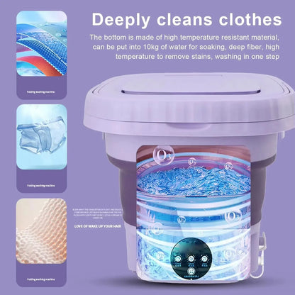 Portable washing machine 8L small foldable spin dryer mini laundry for socks underwear home shop lightweight and efficient