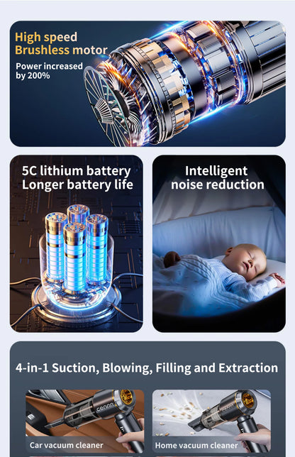 CENRR 998000PA Car Vacuum Cleaner Strong Suction Cordless Wireless Cleaner Handheld Portable Vacuum Cleaner Cleaning Machine