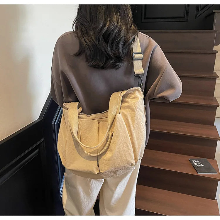 Summer New Large Capacity Crossbody Bag Nylon Fashionable Single Shoulder Handbag Women's Casual Tote Bag