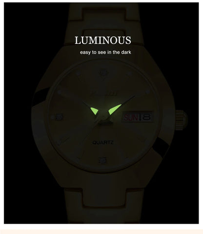 Swiss Brand POSHI Women Watch Stainless Steel Simple Waterproof Luminous with Date Week Quartz Watches Elegant Bracelet for Gift