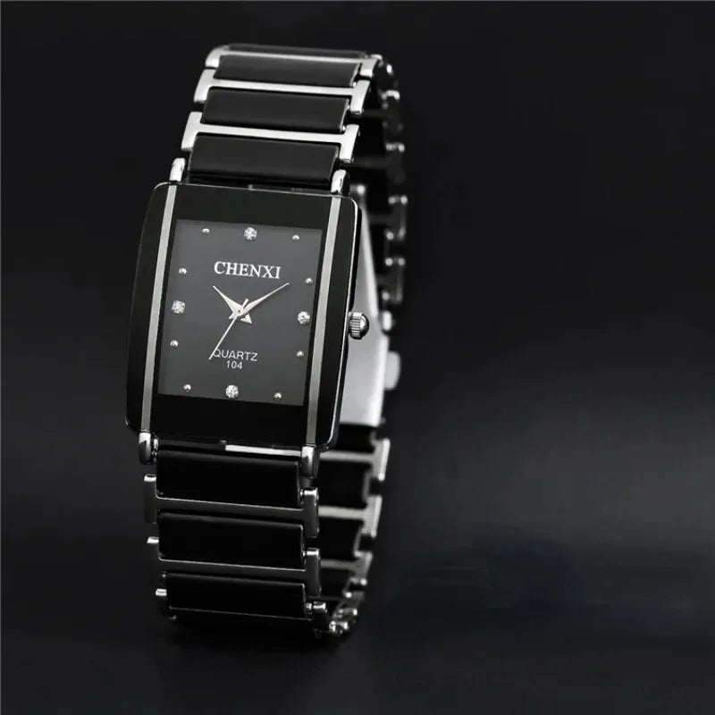 Fashion Rectangle Watch Women White Simulated Ceramics Watches Men Women Casual Quartz Wristwatches Couple Watch Unique Watch
