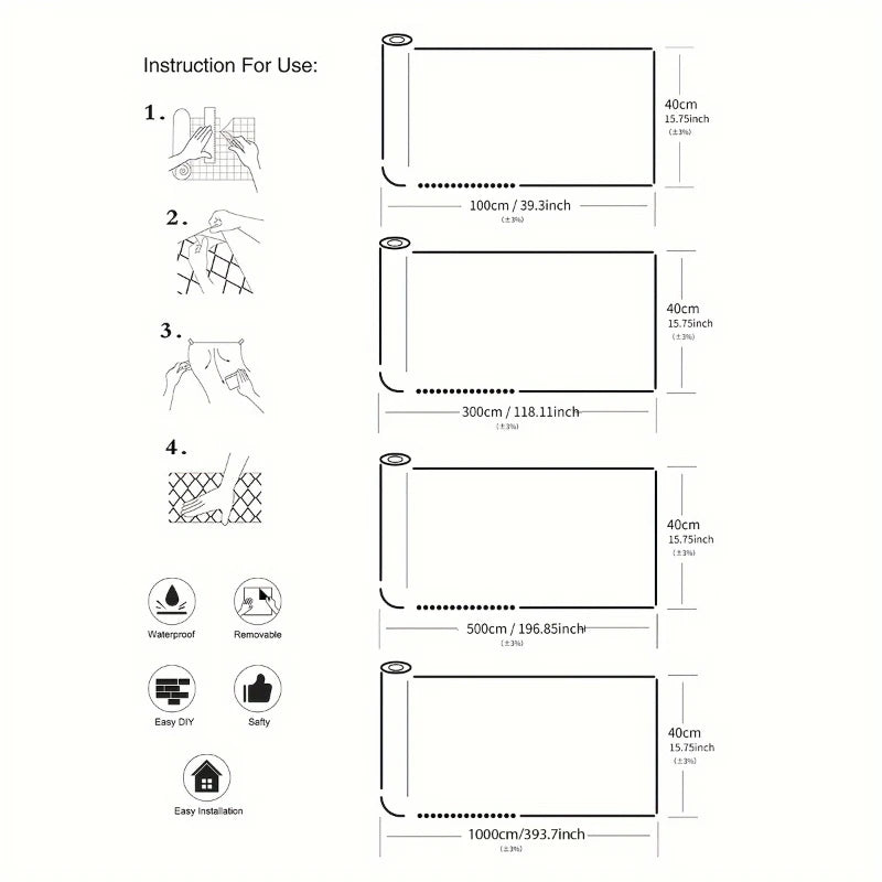 40cm Oil-Proof Kitchen Wallpaper | Self-Adhesive Waterproof & Heat-Resistant Wall Sticker for Home Decoration