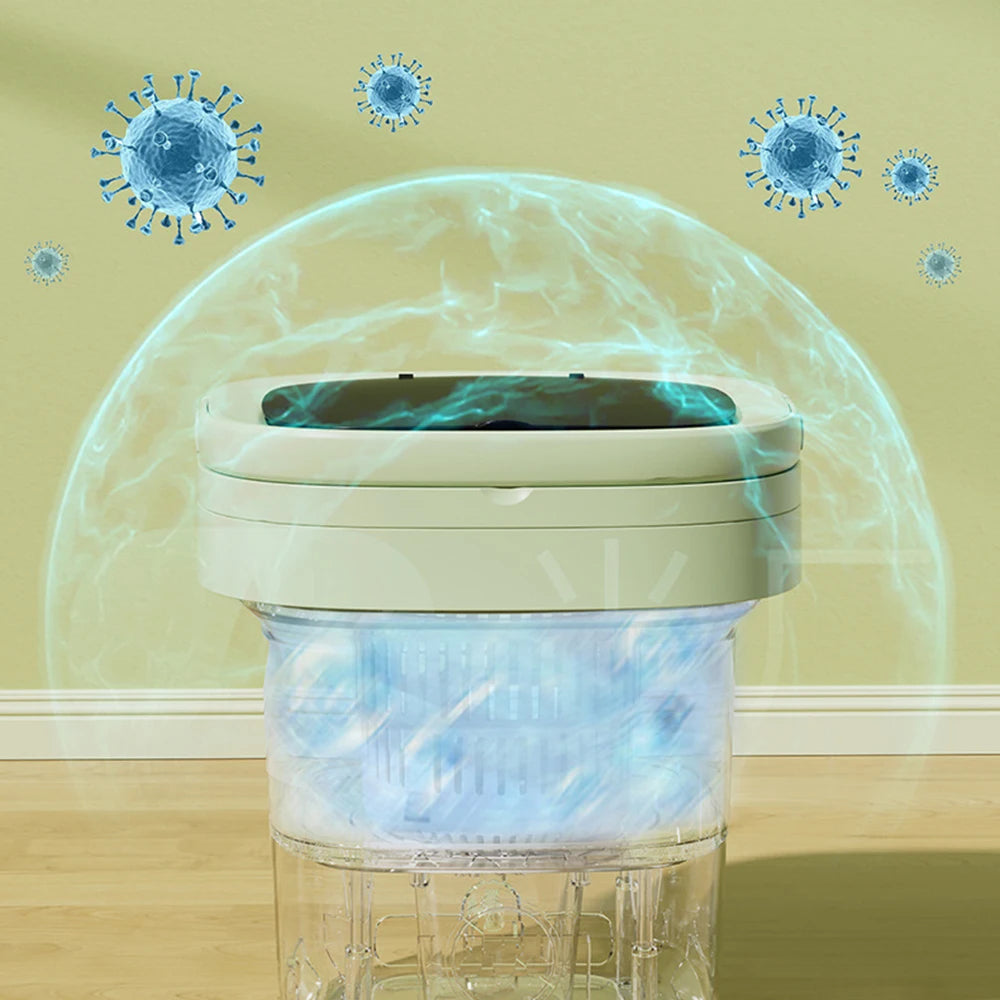 6L/11L Foldable Portable Washing Machine with Spin Dryer | Ultrasonic Mini Washer for Clothes, Underwear & Travel Use
