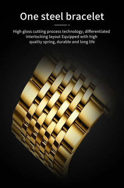 OUPINKE 3173 Men's Full Gold Watch Fully hollow out Waterproof top-level luxury automatic mechanical watch