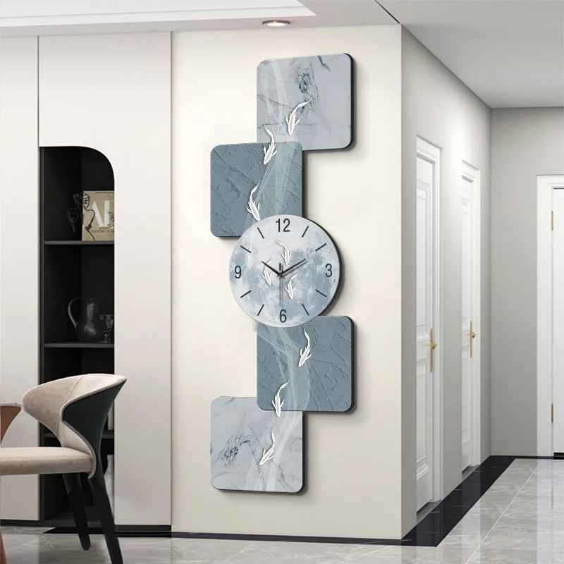 Modern Nine Fish LED Wall Clock | Artistic Silent Mural Clock with Luminous Design for Living Room & Home Decoration
