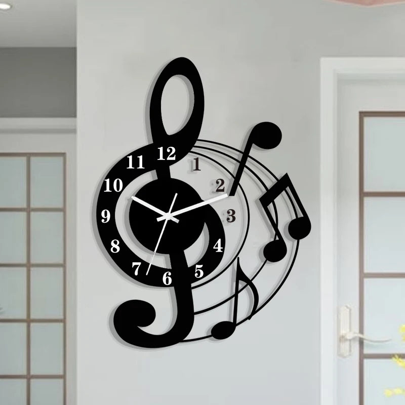 Music Note Acrylic Wall Clock | Silent Decorative Wall Clock for Living Room, Bedroom & Classroom