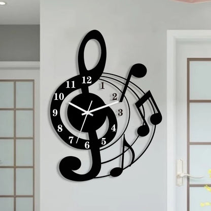 Music Note Acrylic Wall Clock | Silent Decorative Wall Clock for Living Room, Bedroom & Classroom