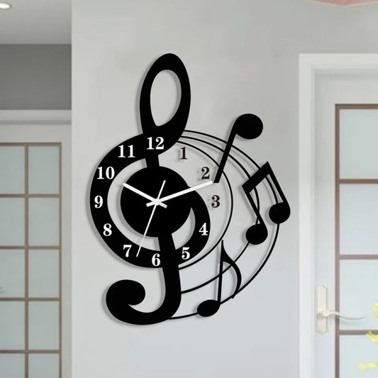 Music Note Acrylic Wall Clock | Silent Decorative Wall Clock for Living Room, Bedroom & Classroom