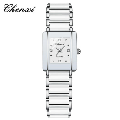CHENXI 104A Fashion couple watches Rectangle Quartz Watch for Women Men Lovers Simulated-ceramics relojes para damas reloj mujer