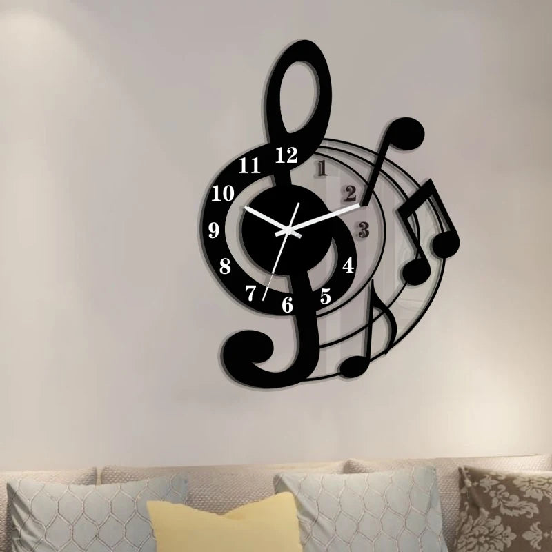 Music Note Acrylic Wall Clock | Silent Decorative Wall Clock for Living Room, Bedroom & Classroom