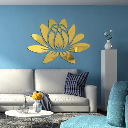 Lotus 3D Acrylic Mirror Wall Sticker | Reflective Home Decoration for Living Room, Bedroom & Office