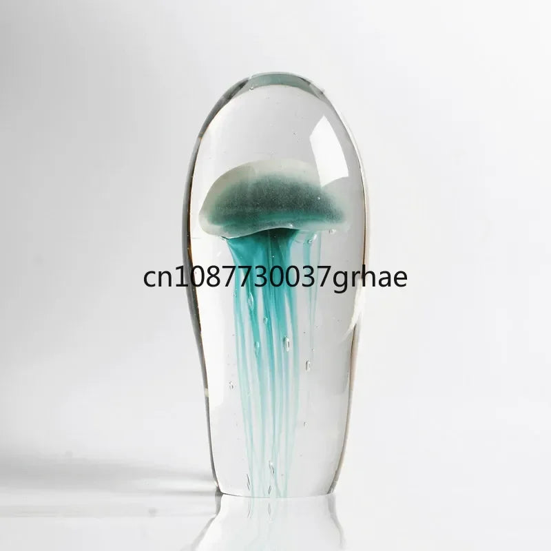 Glass Crystal Luminous Jellyfish Ornament | Nordic Mediterranean Home Decoration & Luxury Table Art Piece