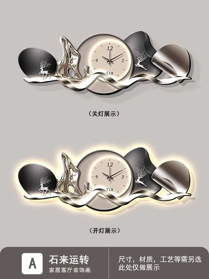 Luxury Art Mural Wall Clock | Silent Minimalist Nordic Design Clock for Home, Living Room & Restaurant Decor