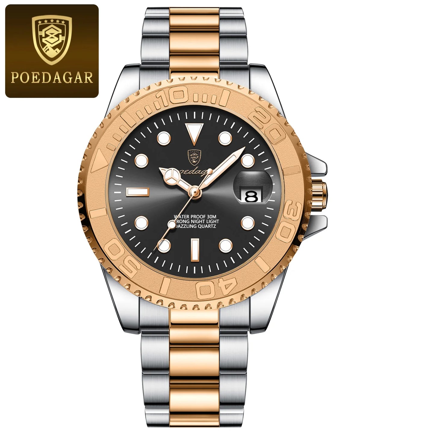 POEDAGAR Luxury Business Men Watch Waterproof Luminous Date Stainless Steel Men's Watches Military High Quality Quartz Man Watch